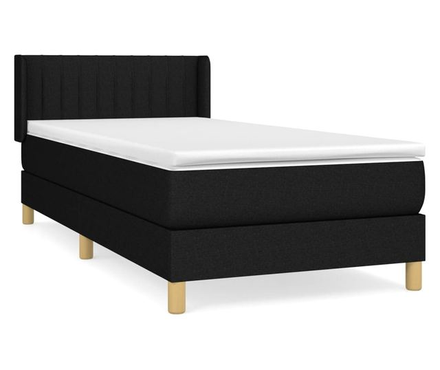 Боксспринг легло с матрак, черно, 90x200 см, текстил