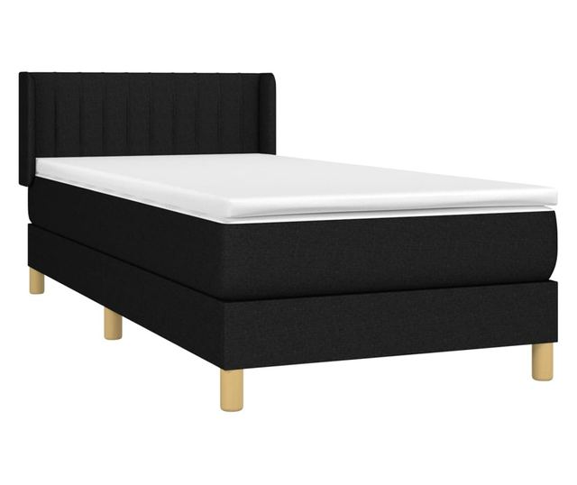 Боксспринг легло с матрак, черно, 90x200 см, текстил