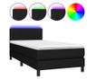 Легло с пружини, матрак и LED, черно, 100x200 см, текстил thumbnail 2