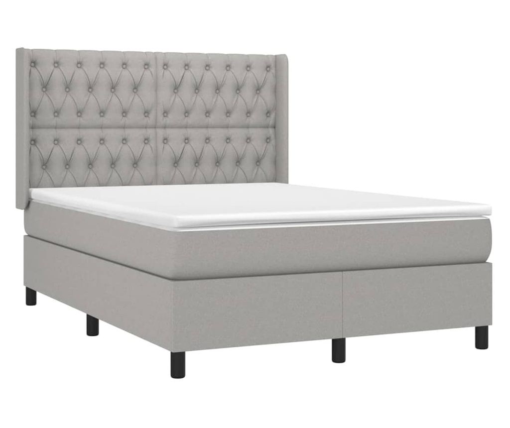 Континентално легло, светло сиво, 140x200 см, текстил - 3