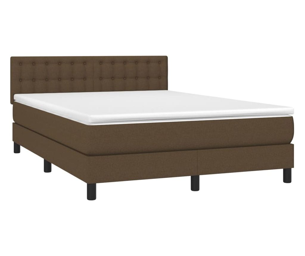 Bed with springs, mattress and LED, dark brown, 140x190 cm, textile - 3