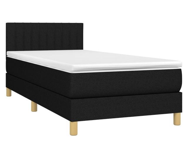 Легло с пружини, матрак и LED, черно, 90x200 см, текстил