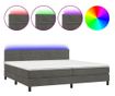 Легло с пружини, матрак и LED, тъмносиво, 200x200 см, кадифе thumbnail 2