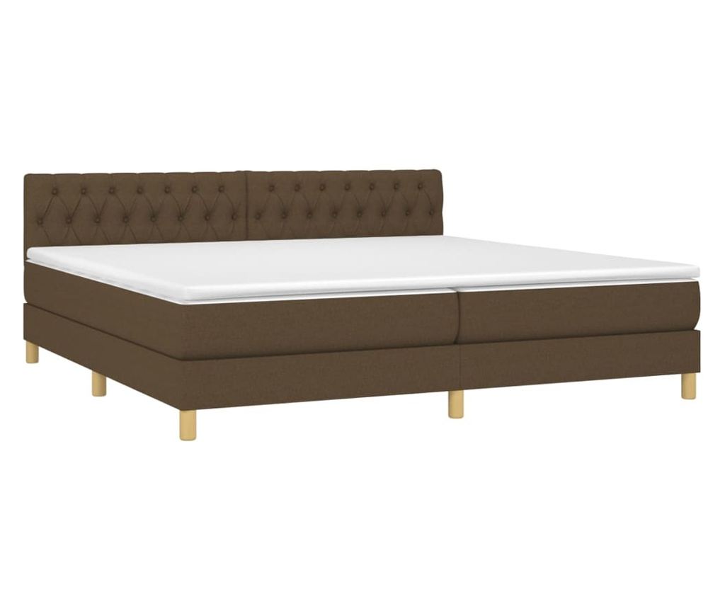 Легло с пружини, матрак и LED, тъмнокафяво, 200x200 см, текстил - 3
