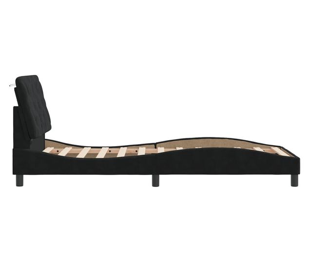 Рамка за легло с LED осветление, черна, 90x190 см, кадифе