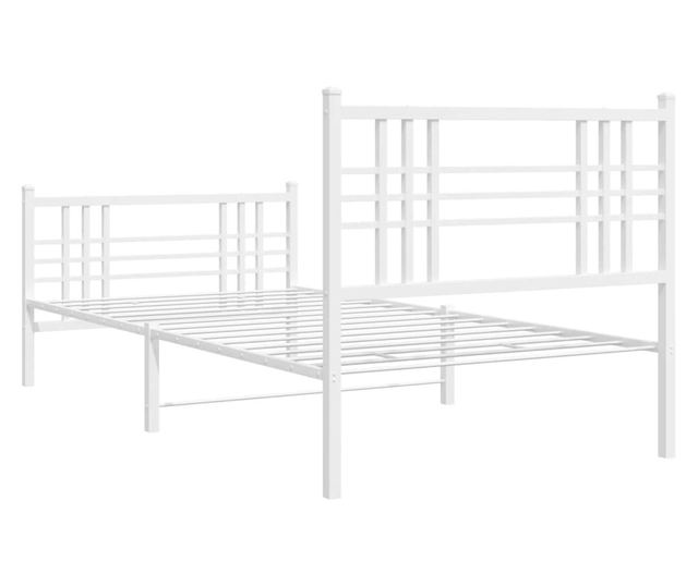 fehér fém ágykeret fej- és lábtámlával 90x200 cm