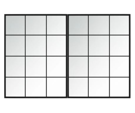Zidna ogledala 2 kom crna 80x60 cm metalna