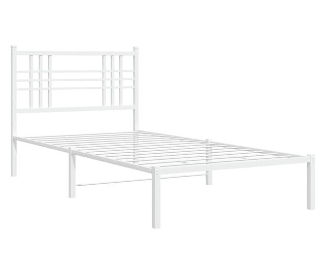 fehér fém ágykeret fejtámlával 100x190 cm