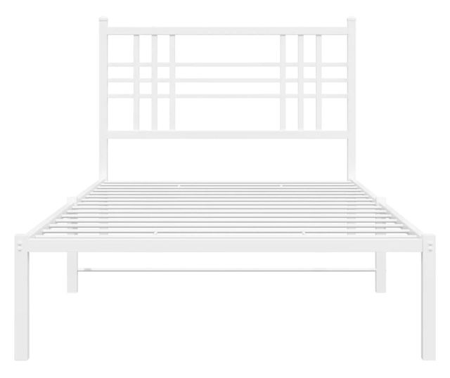 fehér fém ágykeret fejtámlával 100x190 cm