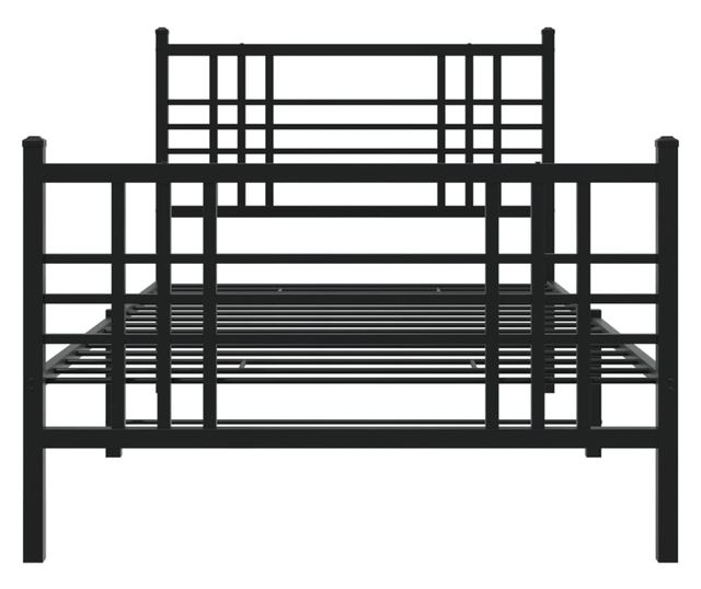 fekete fém ágykeret fej- és lábtámlával 107 x 203 cm