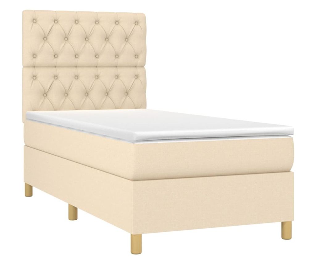 Тапицирано легло с матрак и LED, кремаво, 80x200 см, текстил - 3