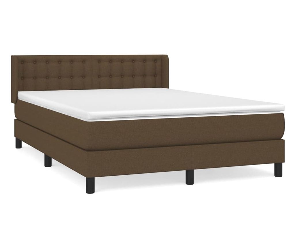 Pat continental cu saltea, maro închis, 140x200 cm, textil - 2