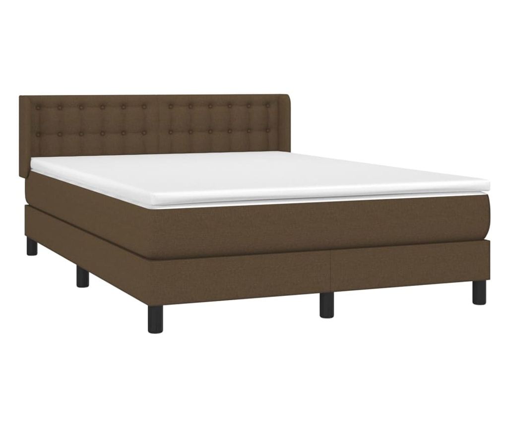 Pat continental cu saltea, maro închis, 140x200 cm, textil - 3