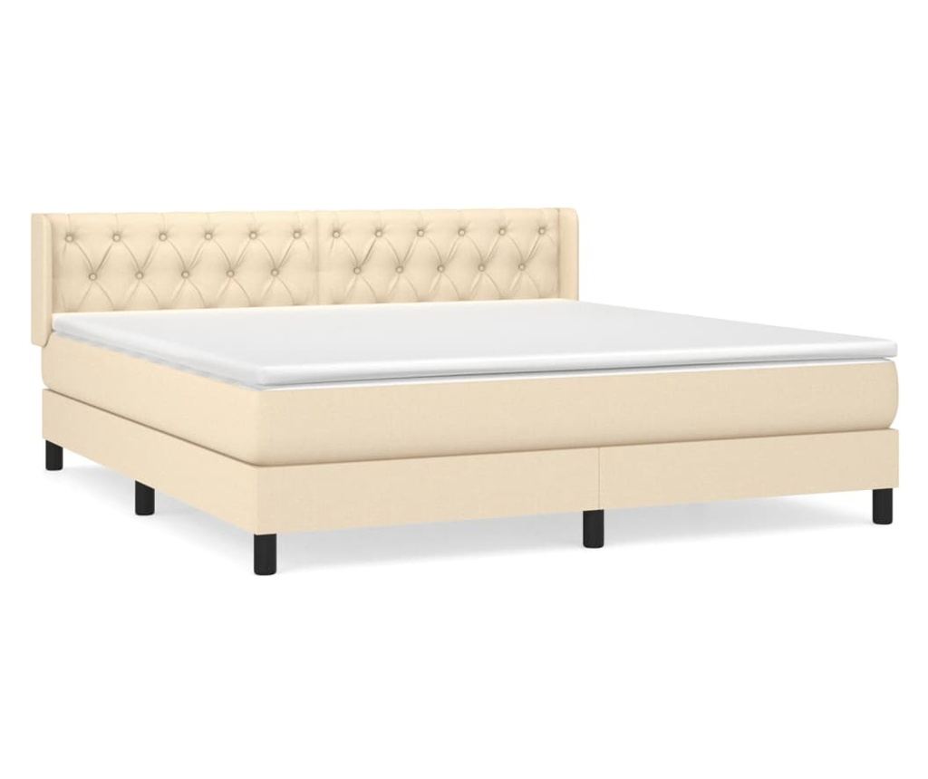 Boxspringová postel s matrací, krémová, 160x200 cm, textilní materiál - 2