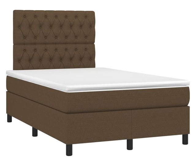 Легло с пружини, матрак и LED, тъмнокафяво, 120x200 см, текстил