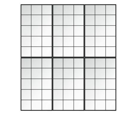 Zidna ogledala 6 kom crna 100x60 cm metalna