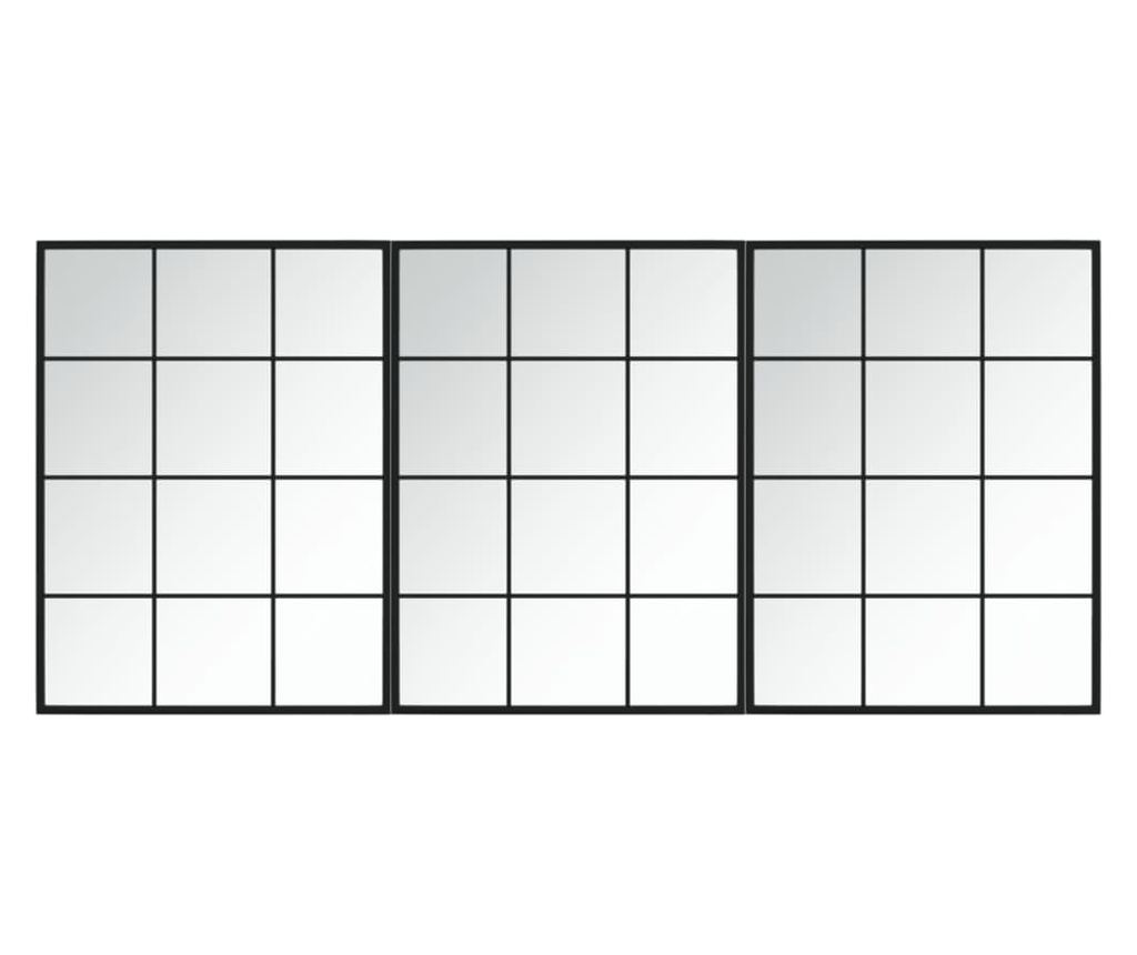 Стенни огледала, 3 бр., черни, 80x60 см, метал - 2