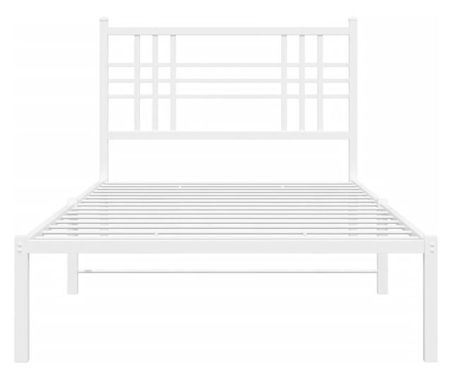 fehér fém ágykeret fejtámlával 90x190 cm