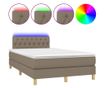 Легло с пружини, матрак и LED, таупе сиво, 120x200 см, текстил