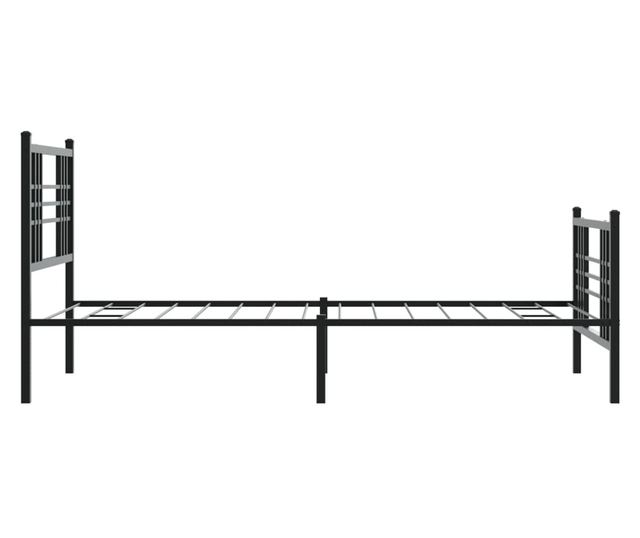 fekete fém ágykeret fej- és lábtámlával 107 x 203 cm