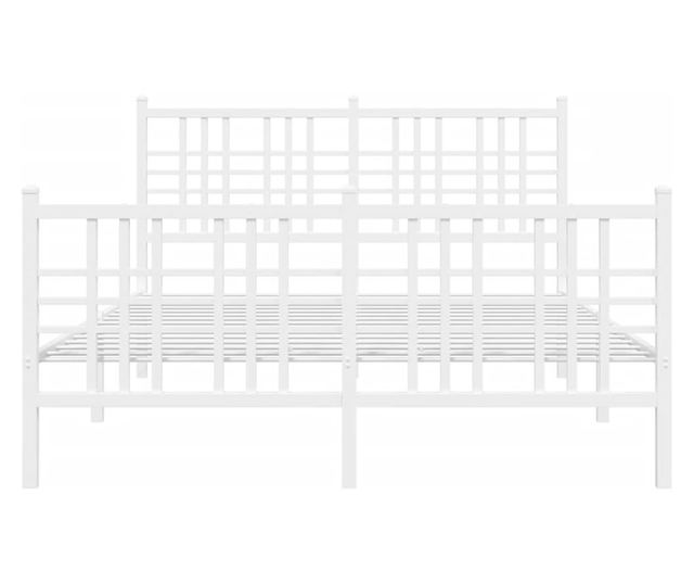 fehér fém ágykeret fej- és lábtámlával 140x200 cm