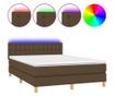 Пружинно легло с матрак и LED, тъмнокафяво, 140x190 см, текстил