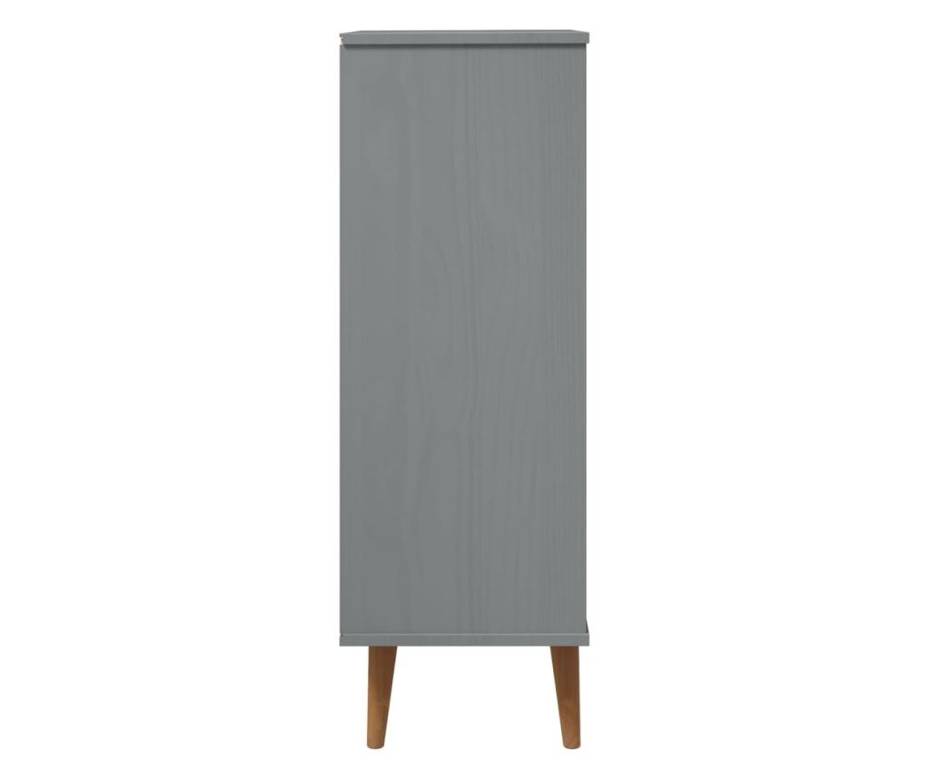 Шкаф за обувки, сив, 59.5x35x103 см, масивна бор. - 6