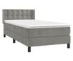 Boxspring krevet s madracem, Svjetlo siva, 90x190 cm, Baršun thumbnail 3