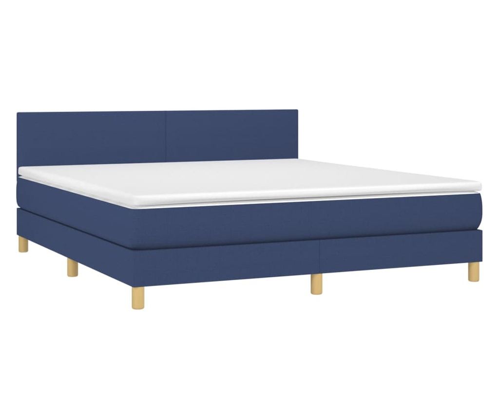 Легло с пружини, матрак и LED, синьо, 160x200 см, текстил - 3