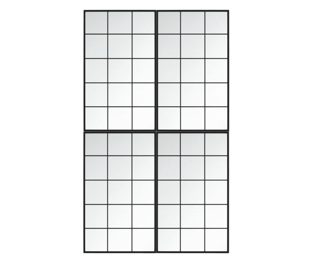 Стенни огледала, 4 бр., черни, 100x60 см, метал