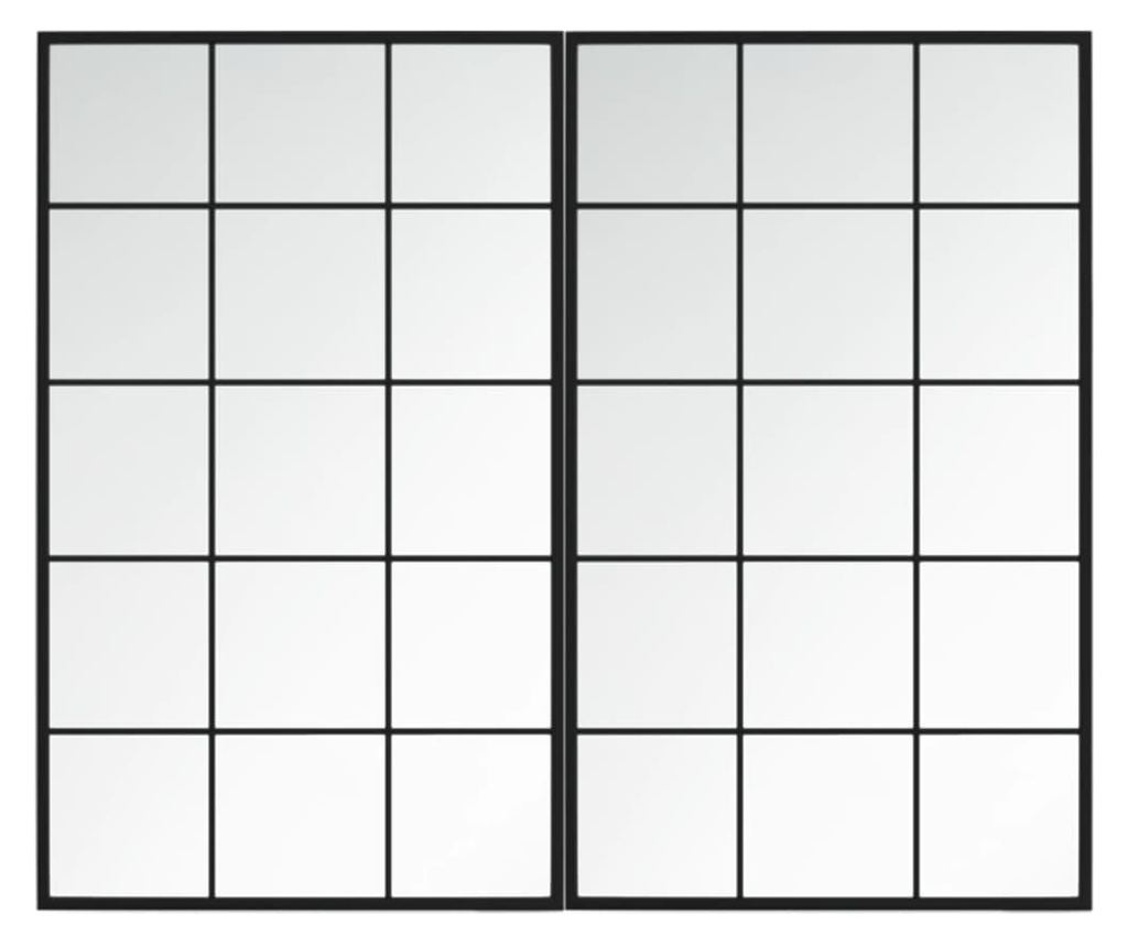 Стенни огледала, 2 бр., Черни, 100x60 см, Метал - 2