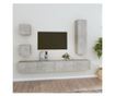 TV omarica set, 5 kosov, betonsko siva, konstruiran les thumbnail 1