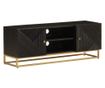 fekete tömör mangófa és vas TV-szekrény 110 x 30 x 40 cm