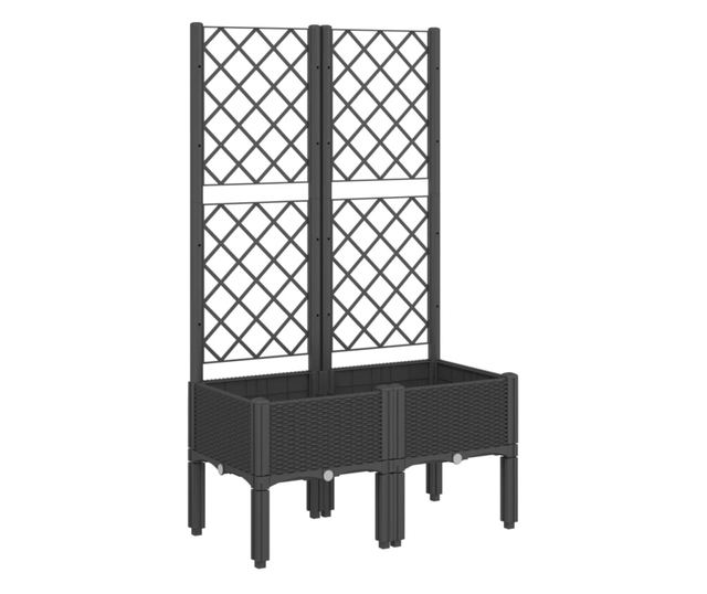 fekete polipropilén rácsos kerti ültetőláda 80 x 40 x 142 cm