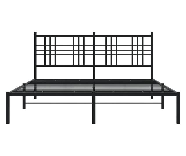 fekete fém ágykeret fejtámlával 160 x 200 cm