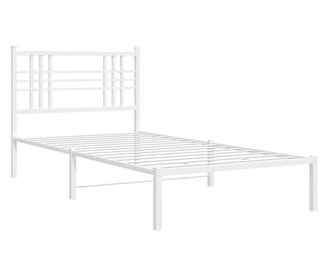 fehér fém ágykeret fejtámlával 90x190 cm