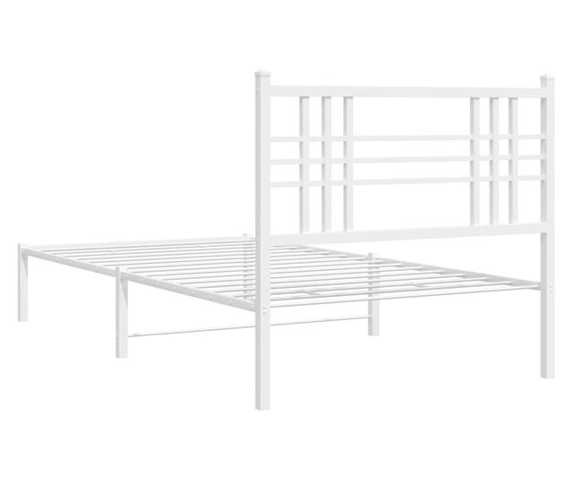 fehér fém ágykeret fejtámlával 100x190 cm