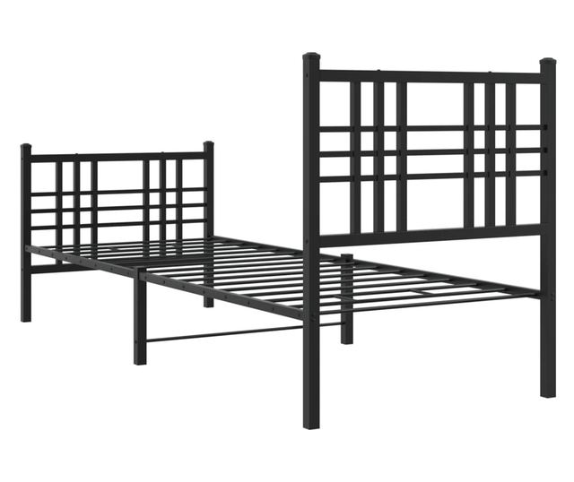 fekete fém ágykeret fej- és lábtámlával 80 x 200 cm