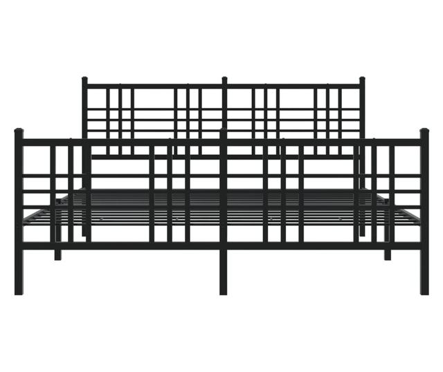 fekete fém ágykeret fej- és lábtámlával 150 x 200 cm