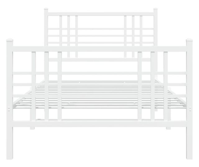 fehér fém ágykeret fej- és lábtámlával 90x200 cm