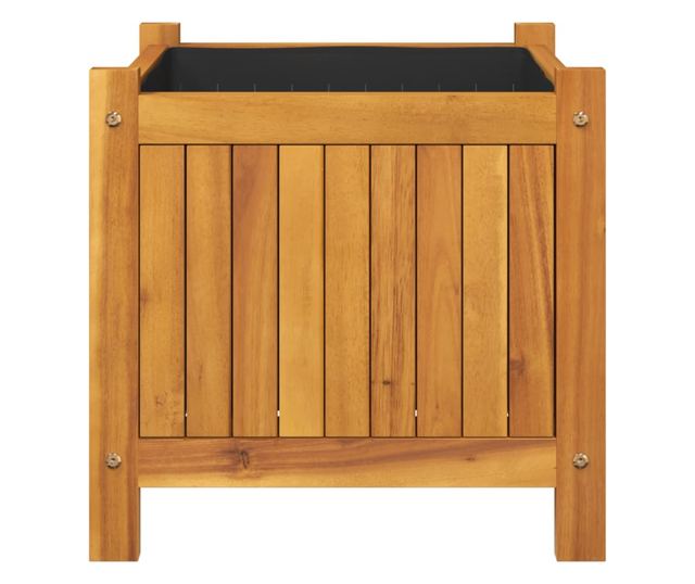 tömör akácfa kerti virágtartó béléssel 42 x 42 x 40 cm