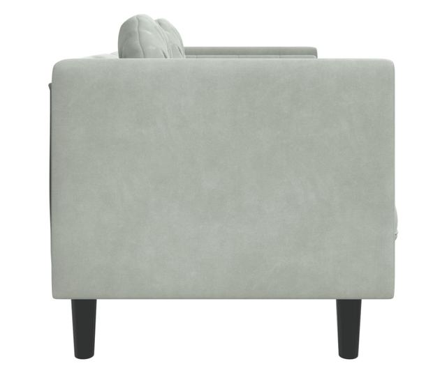 2 személyes világosszürke bársony kanapé párnával