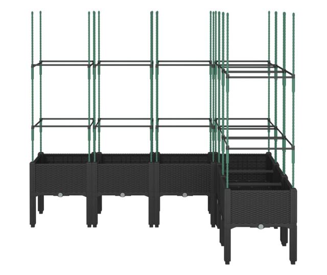 fekete polipropilén rácsos kerti ültetőláda 160x120x142,5 cm