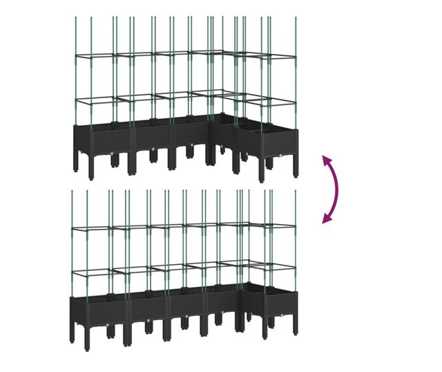 fekete polipropilén rácsos kerti ültetőláda 160x120x142,5 cm
