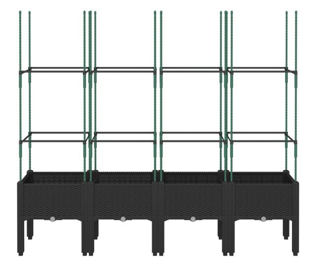 fekete polipropilén rácsos kerti ültetőláda 160 x 40 x 142,5 cm
