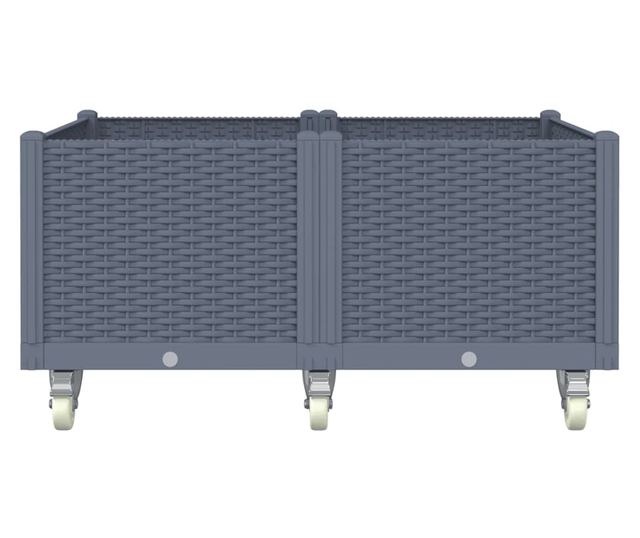 szürke polipropilén rácsos kerekes ültetőláda 100 x 80 x 54 cm