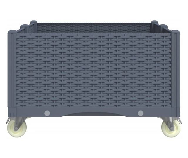 szürke polipropilén rácsos kerekes ültetőláda 100 x 80 x 54 cm