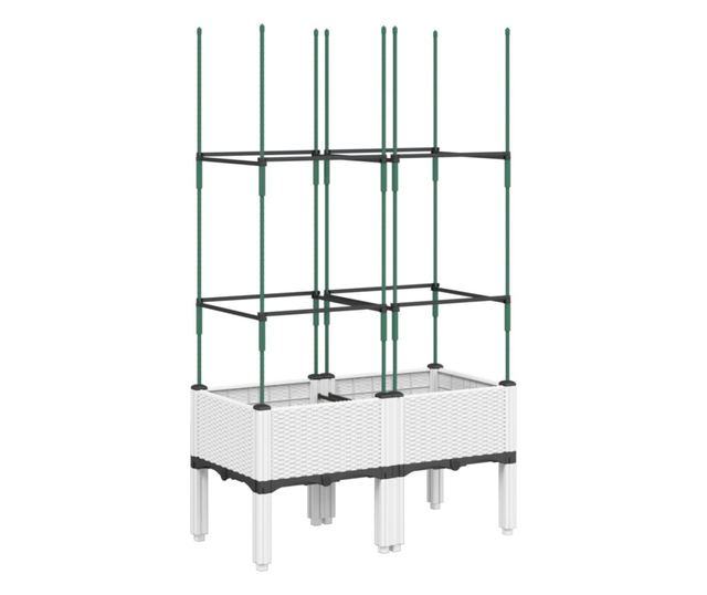 fehér polipropilén rácsos kerti ültetőláda 80 x 40 x 142,5 cm