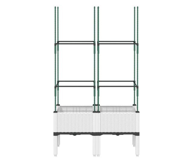 fehér polipropilén rácsos kerti ültetőláda 80 x 40 x 142,5 cm