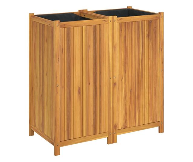 tömör akácfa kerti virágtartó béléssel 100 x 50 x 100 cm